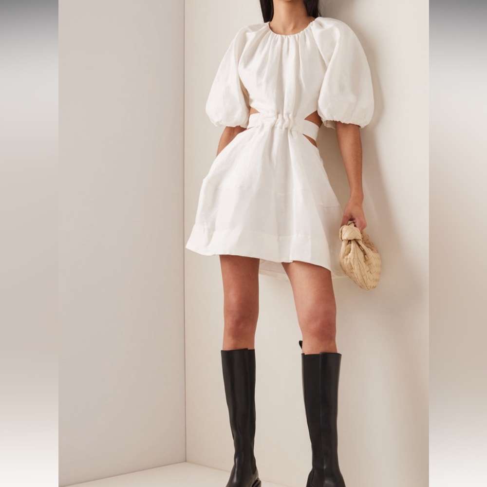 Aje Psychedelia Cutout  linen - silk mini dress